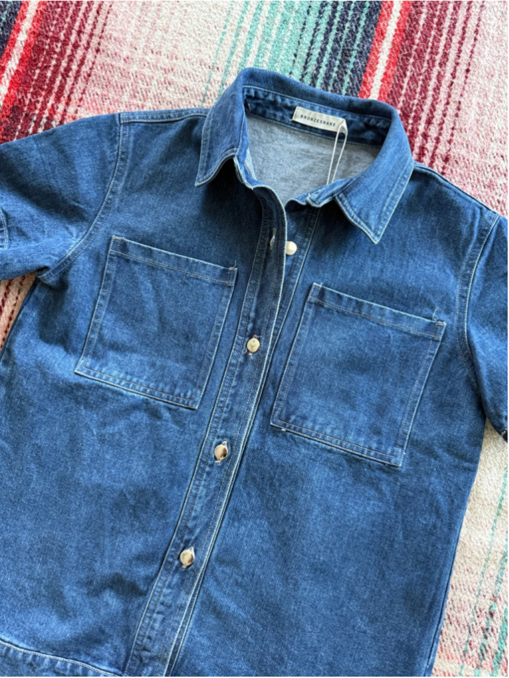 Bronze Snake Denim Sally Shirt Dark Blue NWT S/8